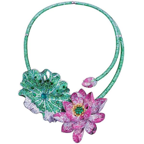 Orecchini Collana Godki Luxury African Lous Flower Jewelry Set di gioielli per le donne Wedding Cubic Zirconia Dubai Set da sposa Set Party Regalo