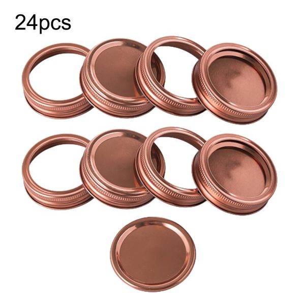 

kitchen storage & organization 24pcs regular mouth canning lids bands split-type leak proof for mason jar covers seal rings