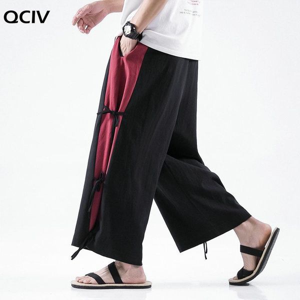 

cotton linen wide-leg pants men chinese style casual jogging pants large 5xl spring sweatpants men, Black