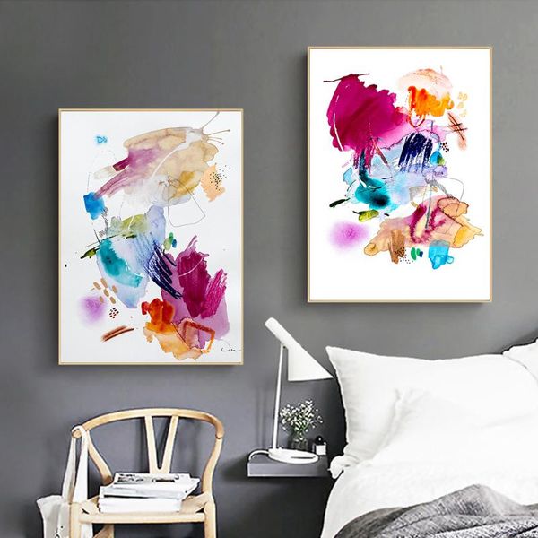 

paintings unframed modern colorful abstract water color print canvas painting poster wall art for living room home decor