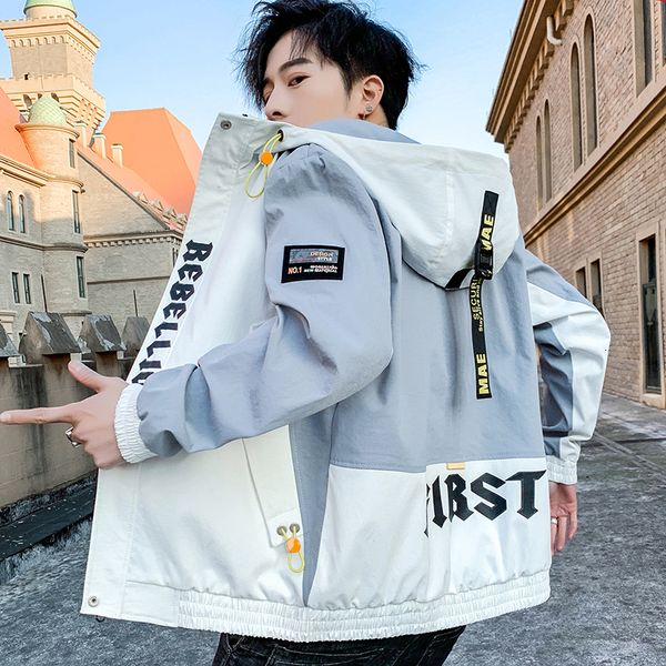 

2021 men's coat spring autumn new korean version hooded casual jacket men fashion zipper jackets outwear slim fit plus size aqs9, Black;brown