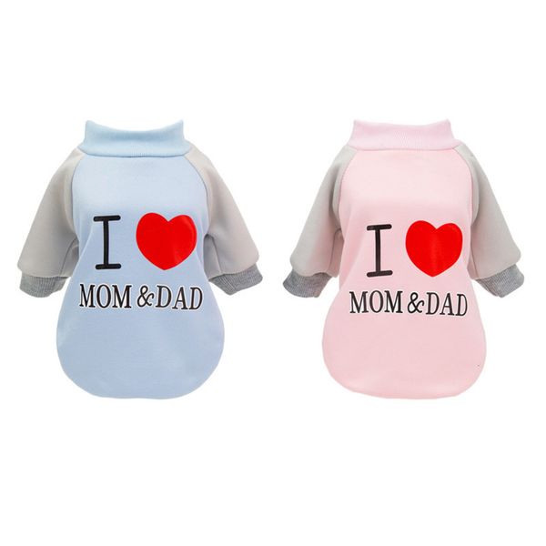 

pet dog cat sweater autumn and winter warm bipedal clothing love pattern
