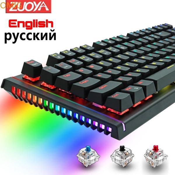 

keyboards mechanical keyboard wired gaming rgb mix backlit 87 104 anti-ghosting blue red switch for game lappc russian us
