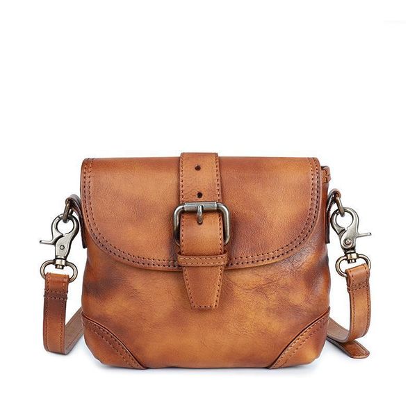 

evening bags women's bag retro casual leather small square head layer cowhide simple temperament handmade shoulder messenger1
