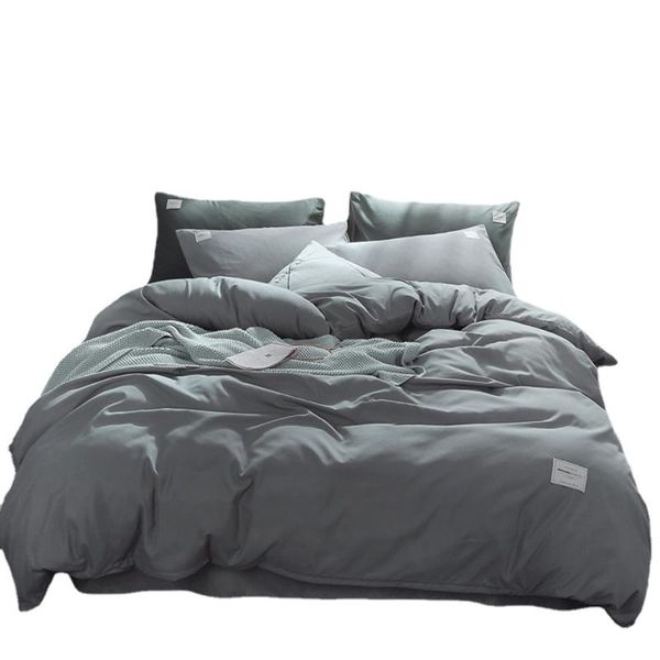 

bedding sets nordic set luxury duvet cover with flat sheet 4-piece solid color white bed covers  king size grey ab side