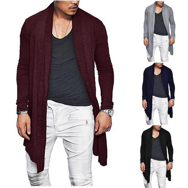 

men's sweaters autumn 2021 stylish men knitted cardigan slim fit pleated long sleeve casual sweater overcoat -xxxl, White;black