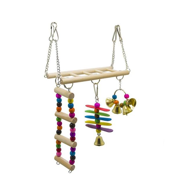 

other bird supplies wooden parrot toys swings exercise climbing hanging ladder bridge rainbow pet macaw hammock toy with bells