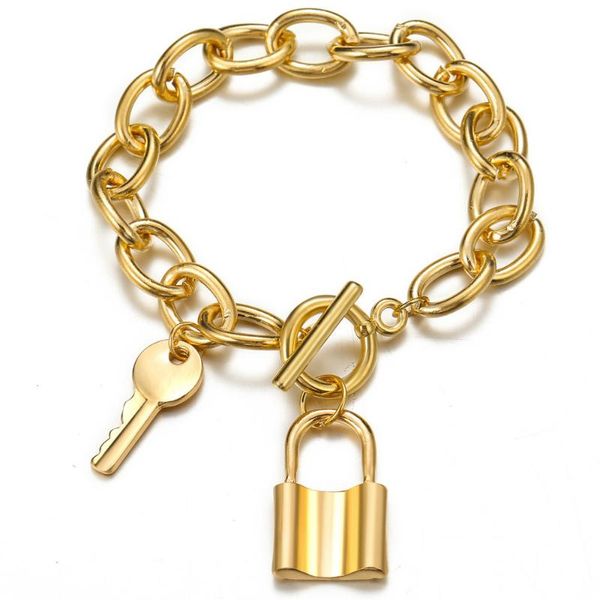 

anklets european and american thick chain key lock pendant anklet creative ins cold wind personality alloy woman wholesale, Red;blue