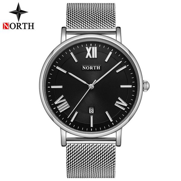 

wristwatches men watches north fashion mesh belt simple business quartz sport waterproof watch relogio masculino, Slivery;brown