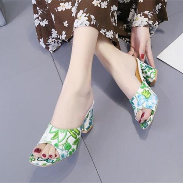 

slippers 2021 summer peep toe women mid heel sandals fashion casual shoes beach outdoor ladies slingback, Black
