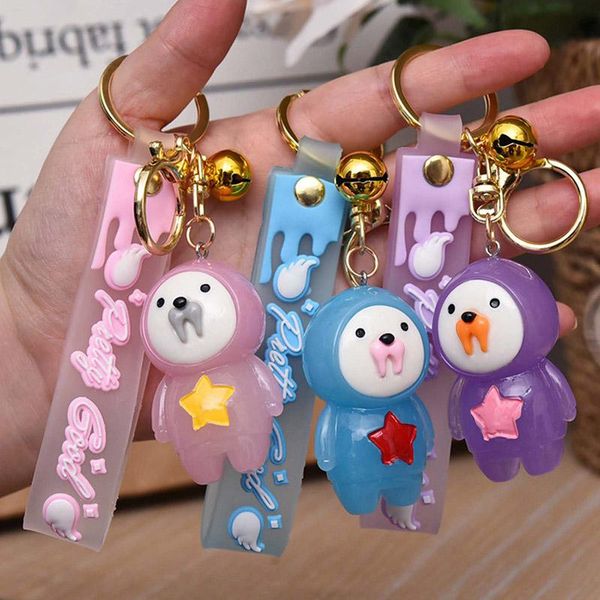 

keychains creative cute seal key chain in sweater acrylic school bag pendant with light car gift, Silver