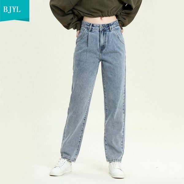 

high waist straight jeans women 2021 autumn winter boyfriend loose denim female casual classic long jean new pants h1z6, Blue