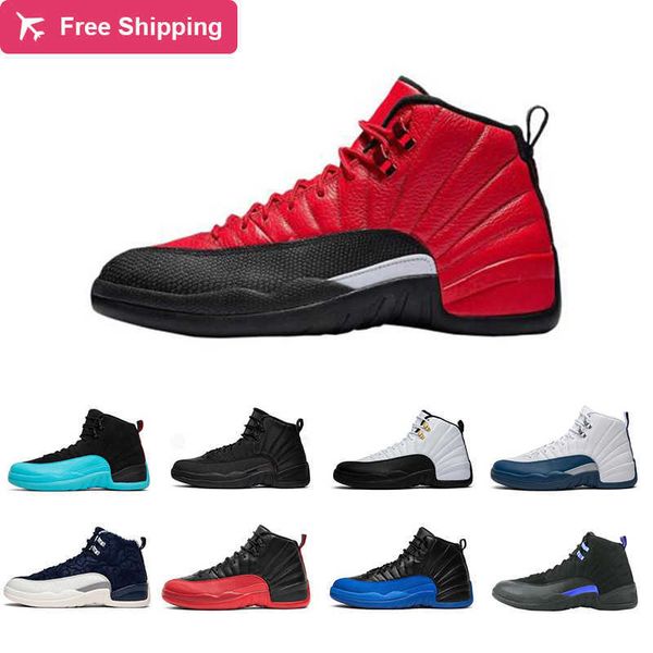 

{with 12s basketball shoes reverse flu game dark concord white university gold indigo the master sport sneakers size 7-13