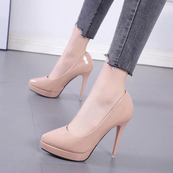 

dress shoes ymechic stiletto waterproof platform pumps for women 2021 summer pointed toe party shallow mouth high heels, Black