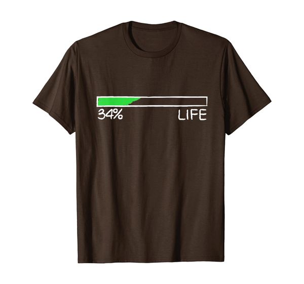

charging 34% life progress t shirt, nerd geeks shirt, White;black