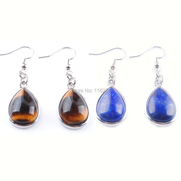 Wojiaer Trend Jewelry Water Grow Dangle Stone Natural Blue Sand Amethyst Gancho para mulheres Presente Br322