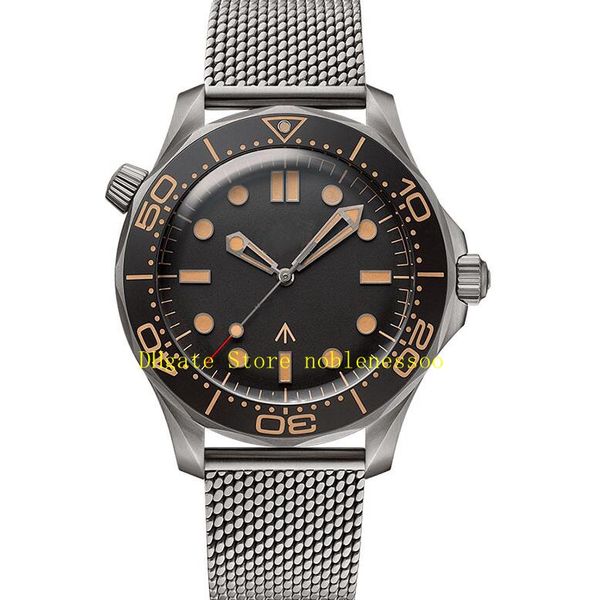 Мужские автоматические часы 007 Real Po, мужские черные циферблаты No Time To Die, браслет из нержавеющей стали 300 м, 42 мм, версия Professiona278c