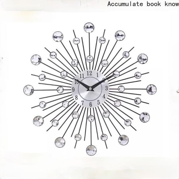 

wall clocks vintage metal crystal sunburst clock large morden design home art decor 33cm size antique