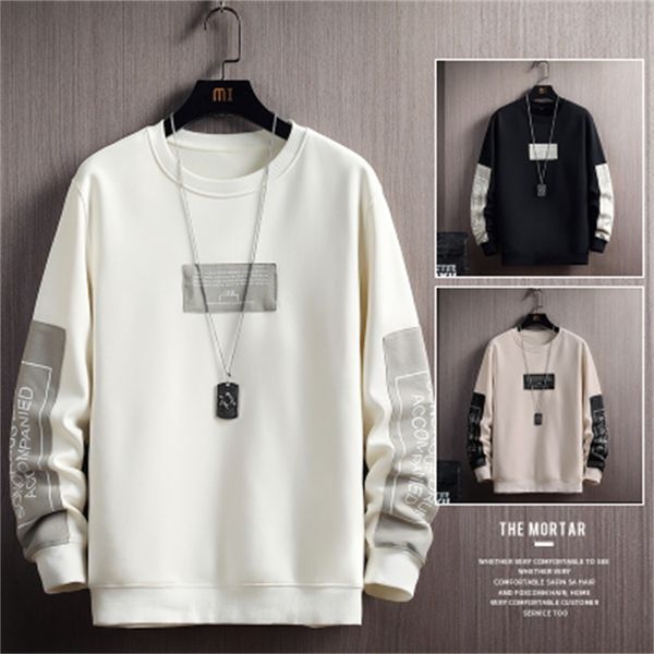 

autumn men casual sweatshirts harajuku printed men long sleeve hoodies korean man loose pullovers homme spring wearing 210706, Black