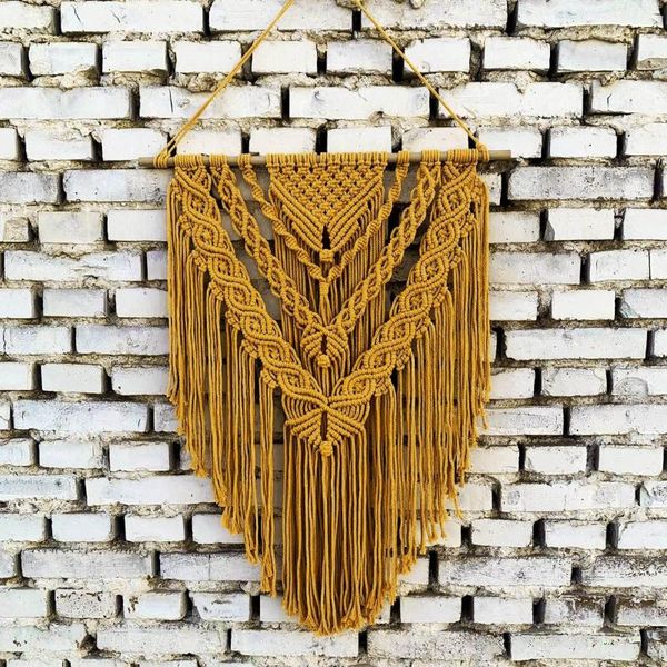 

tapestries arrival khak color handmade macrame taperstry wall hanging bohemia style