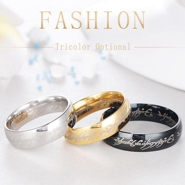 

cluster rings men's punk male and female finger love mood ring gold couple stainless steel main jewelry accessories, Golden;silver