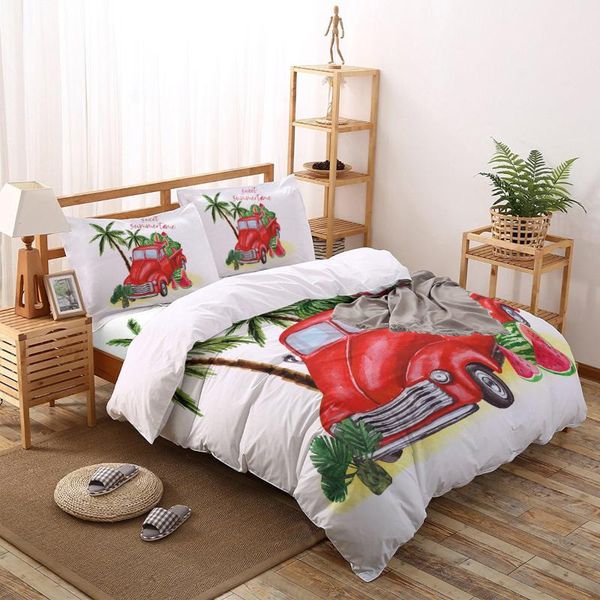 

bedding sets watermelon truck summer style palm trees print comforter set duvet cover  king bed home housse de couette gift