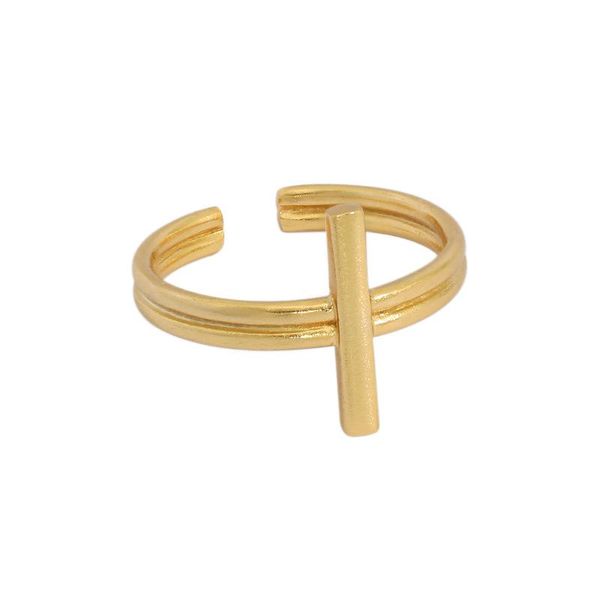 

cluster rings 18k gold authentic 925 sterling silver jewelry double rows cross religion adjust tlj1572, Golden;silver
