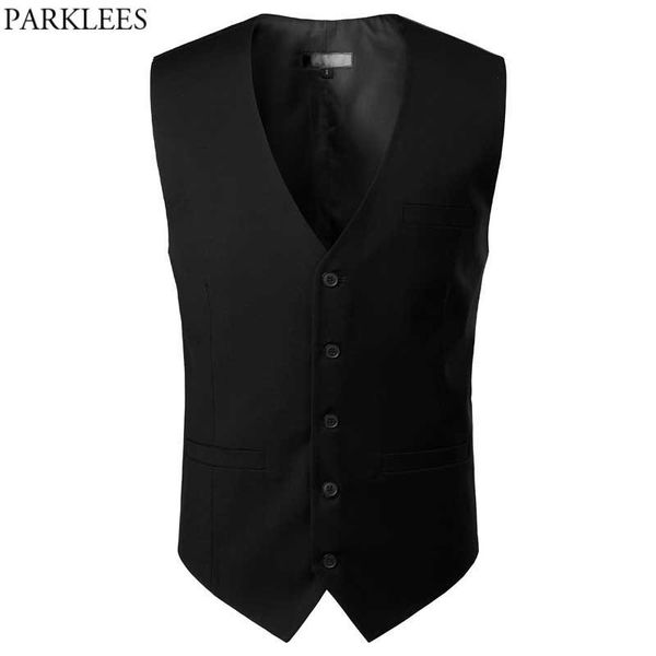 

men's vests black suit vest 2021 brand sleeveless v neck dress male formal business wedding waistcoat men gilet, Black;white