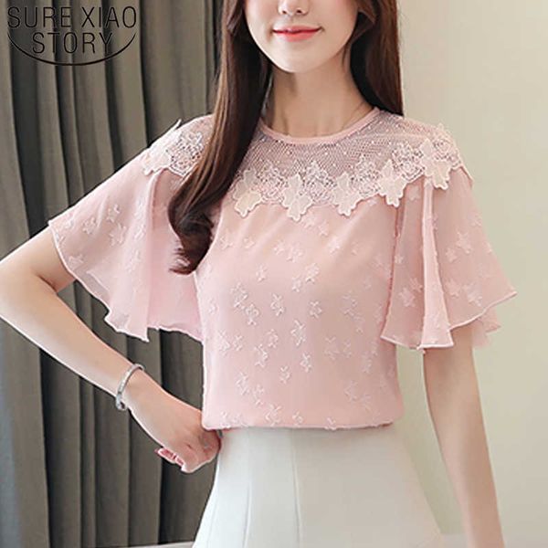 

arrival women short sleeve solid women summer chiffon blouse office lady loose pullover shirt chemisier femme 8613 50 210528, White