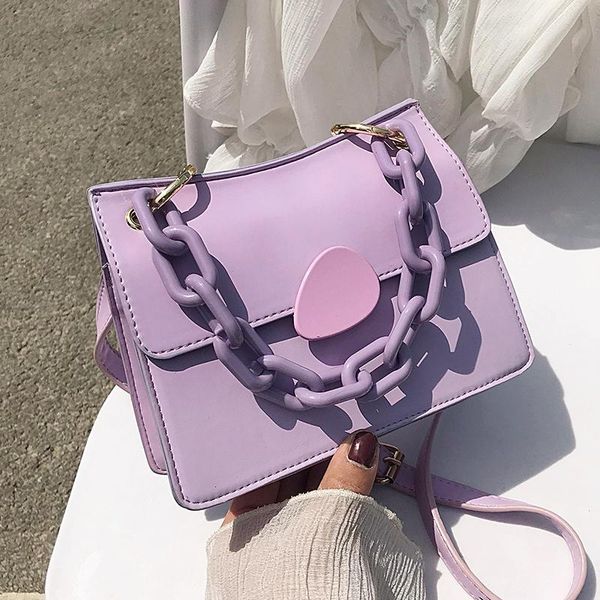 

solid color flip square tote bag 2021 fashion new high-quality pu leather women's designer handbag chain shoulder messenger bag