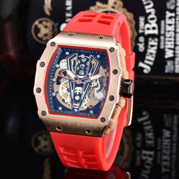 

wristwatches hollow men's mechanical watch rubber strap, Slivery;brown