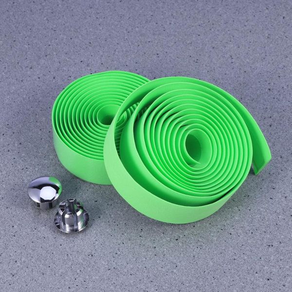 

bike handlebars &components 1pair handlebar tape wrap road lightest bar ribbon cork with end plugs and self-adhesive strips(green)