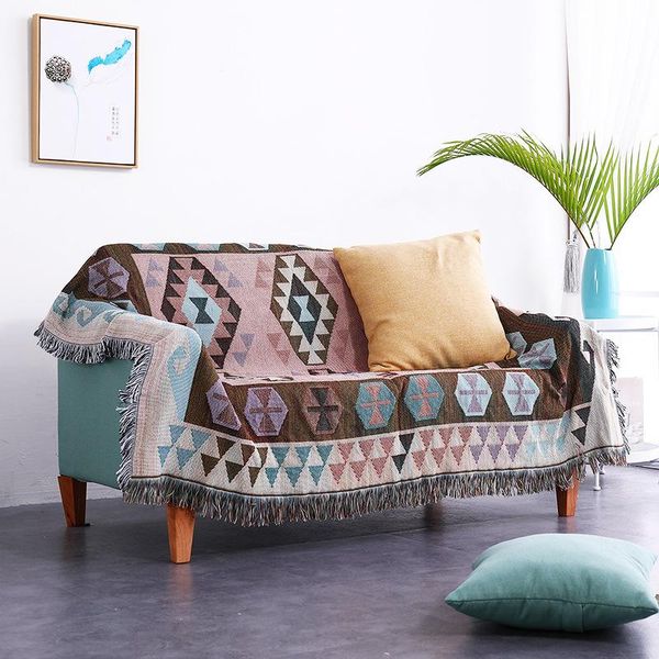 

blankets dust-proof geometry sofa cover double-sided sleeping throw blanket garden chair couch plaid women manta beach cape mantas