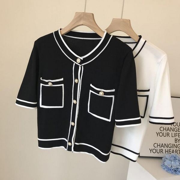 

womens sweater designer sweaters small sweet wind coat loose knit black and white enlarged letter fashion cardigan leisure spring autumn sty, White;black