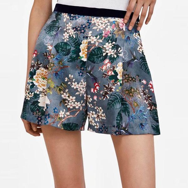 

women's shorts bohoartist women short pants floral print green summer thin chic blue bohemian casual fashion boho for girls spring 2021, White;black