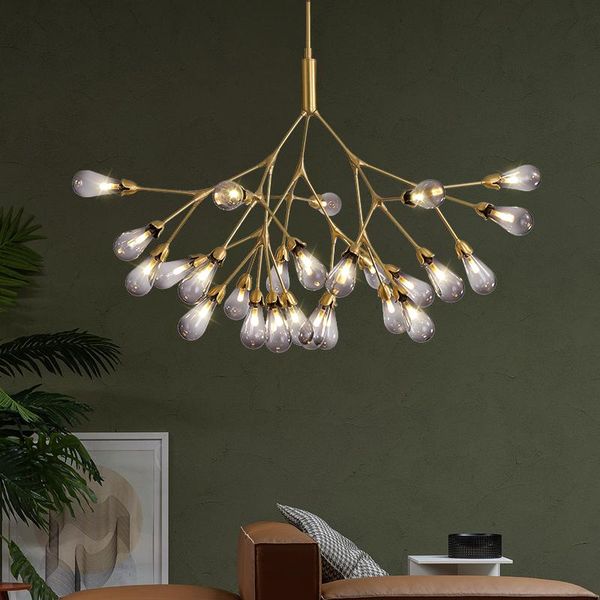 

chandeliers nordic luxury led living room island chandelier dining table decor lighting creative copper branch bedroom hanging lamp