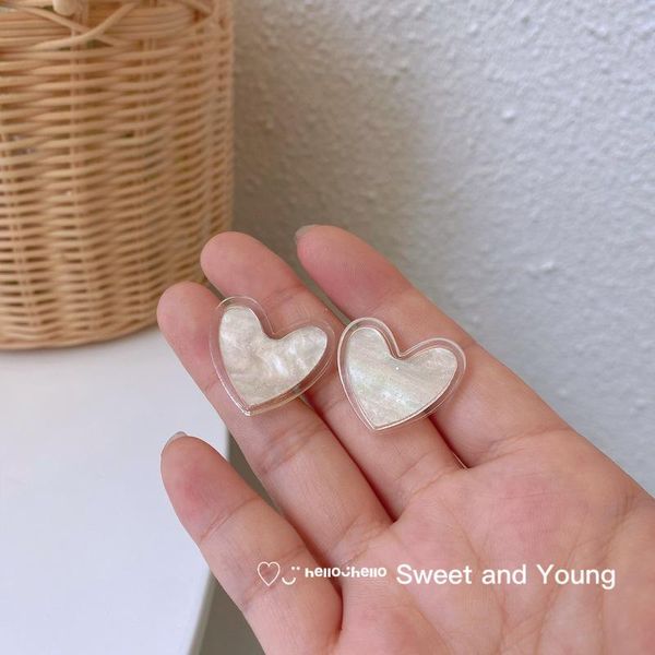

stud fashion statement sweet acrylic heart earrings cute candy color mini ear studs trendy nails for women girl jewelry gift, Golden;silver