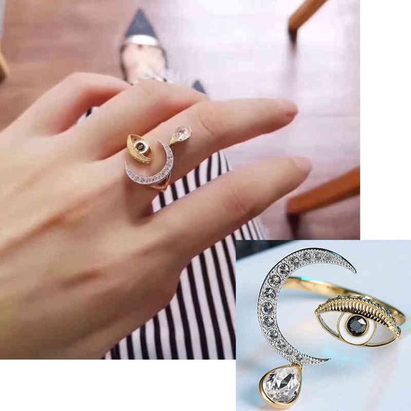 

rings shi jia 1:1 fashion temperament moon tears magic eye design open ring personalized shape, Silver
