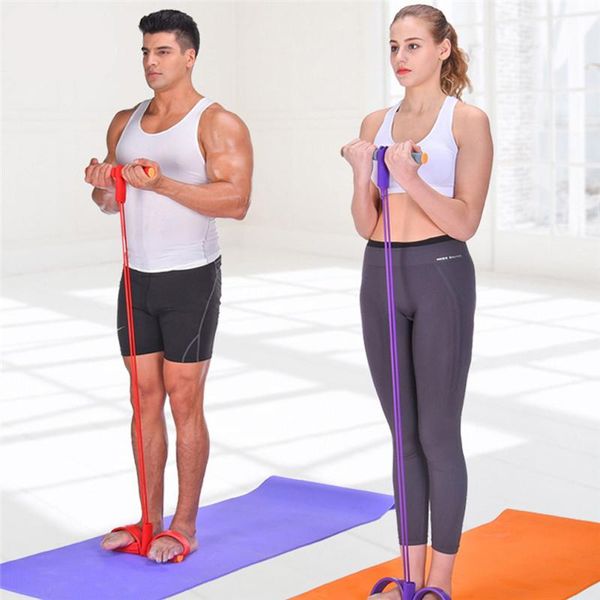 

4 tubes strong fitness yoga resistance bands fitness gear leg pull pedal exerciser latex pedal exerciser sit- up yoga