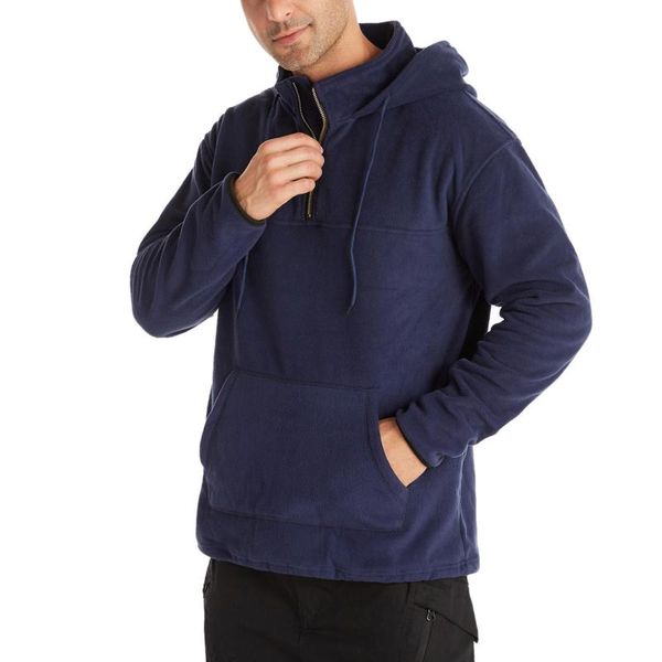 

men's hoodies & sweatshirts 2021 mens pullover with pocket male solid color long-sleeved for man small zipper fashion clothing ropa hom, Black