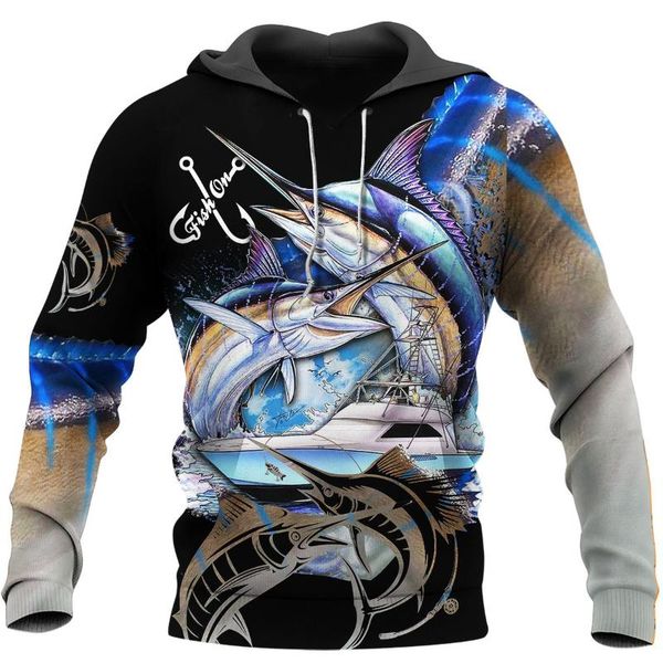 

men's hoodies & sweatshirts beautiful swordfish 3d all over printing clothing fashion casual sweatshirt for man and women, Black