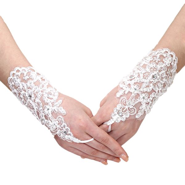

fingerless gloves wedding bridal accessory beaded lace wedding accessories, White