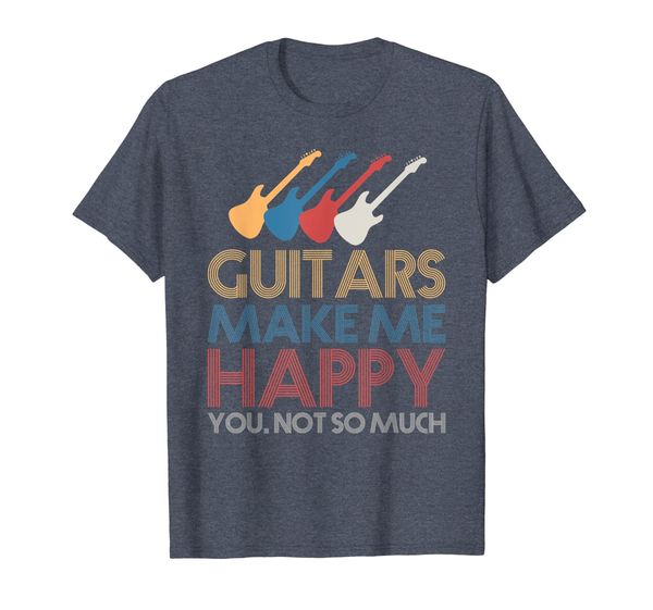 

guitars make me happy t shirt music guitar lover tshirt, White;black