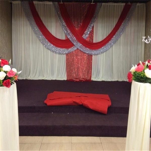 

party decoration 2021 luxury 3x6 meter white and red ice silk sequin wedding background curtain