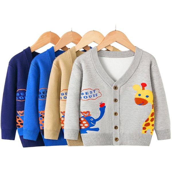

pullover kids winter sweaters boy girl cardigan sweater bottoming shirt baby long sleeve cartoon print children clothing 3-7y, Blue