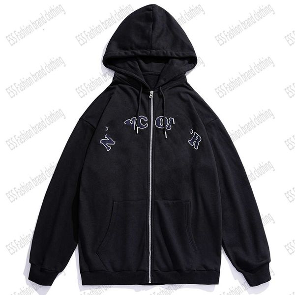 

sweatshirts women's clothing autumn and winter fashion brand embroidered round neck sweater loose versatile cardigan coat, Black