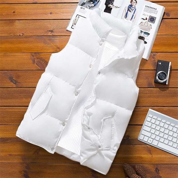 

men jacket vest men jacket sleeveless autumn winter warm sleeveless white jacket waistcoat solid men's vest fashion casual coats 211111, Black;white