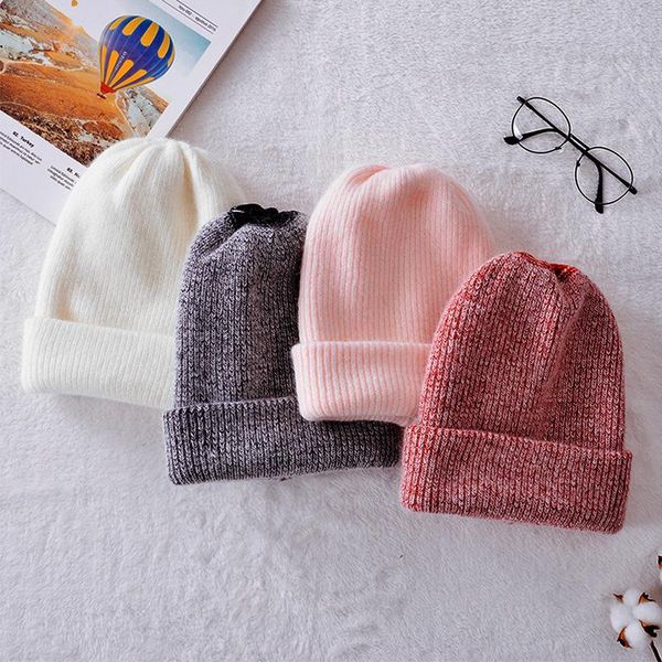 

beanie/skull caps 2021 fur winter hat women's beanie knit cashmere autumn solid, Blue;gray