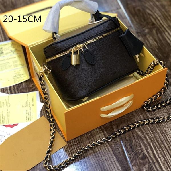 

cosmetic bags & cases ladies brown leather bag large capacity professional portable brush storage box vitnge totes crossbody