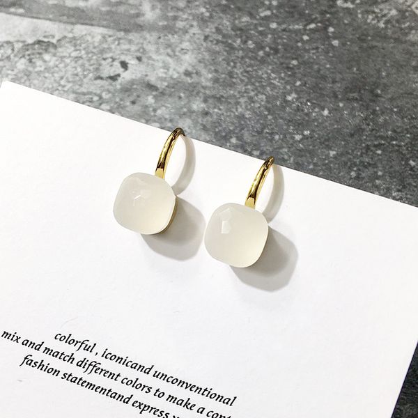 

2021 stud earrings charm eternal love womens designer jewelry no drill gold plated copper colored stone faceted sugar crystal earring second, Golden